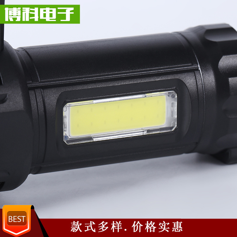 Linterna recargable de largo alcance con luz lateral, para camping y emergencias