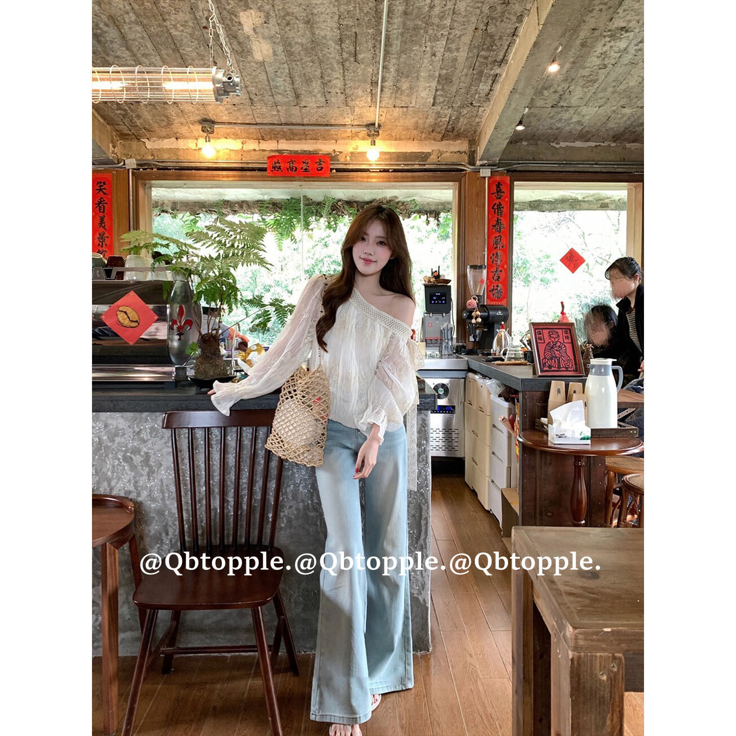 French-Style Asymmetrical Lace Textured Long-Sleeve Chiffon Shirt for Women, Spring and Summer, with Bow Tie, Thin Sun-Protective Top
