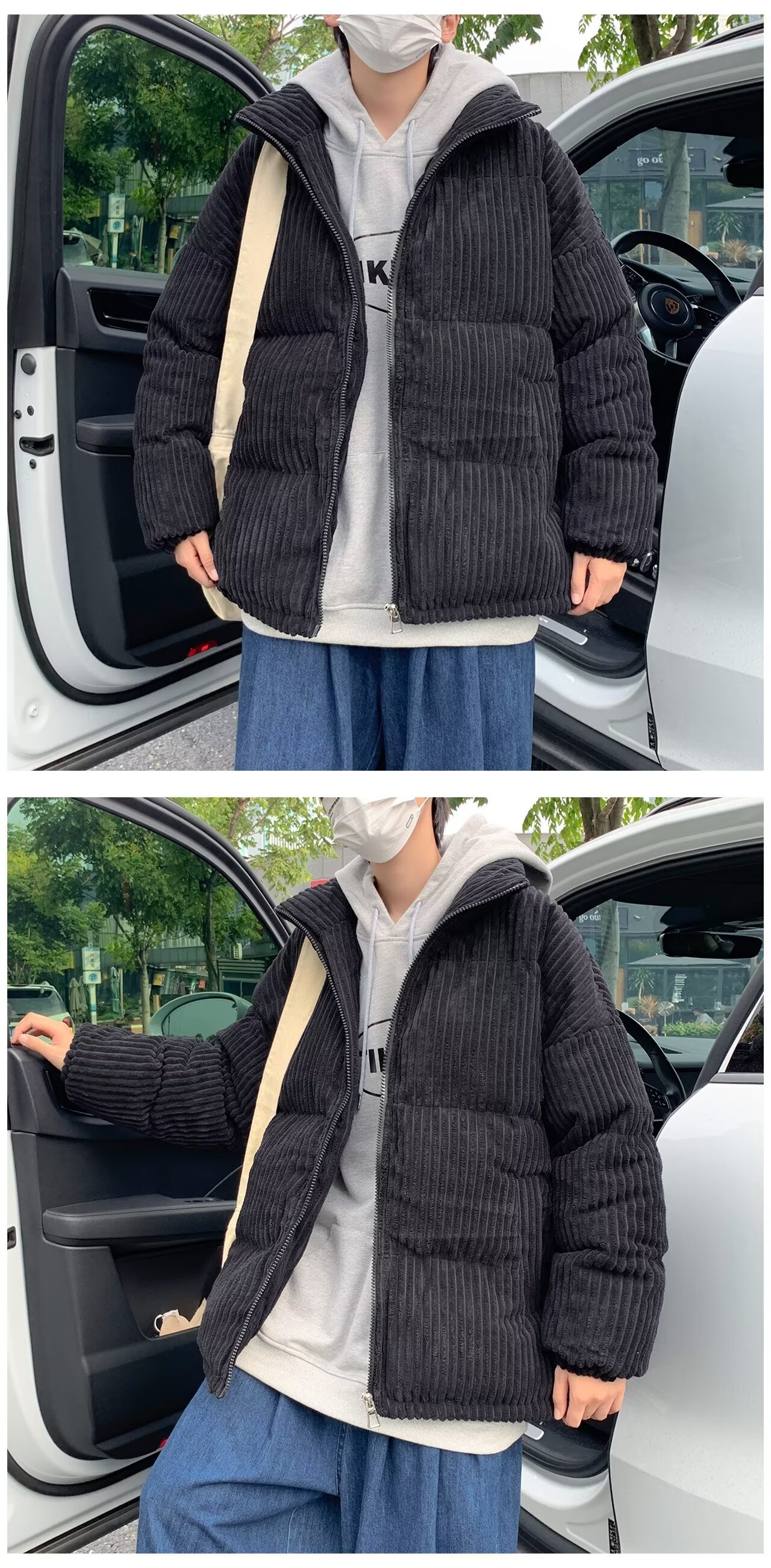 Men's Padded Winter Coat Retro Style Quilted Oversized Jacket_voghion.com