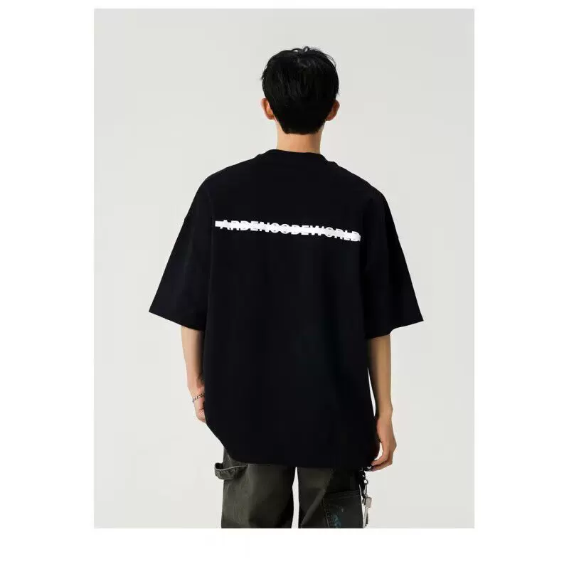 Узор, трендовая хлопковая футболка с коротким рукавом для отдыха, американский стиль, оверсайз