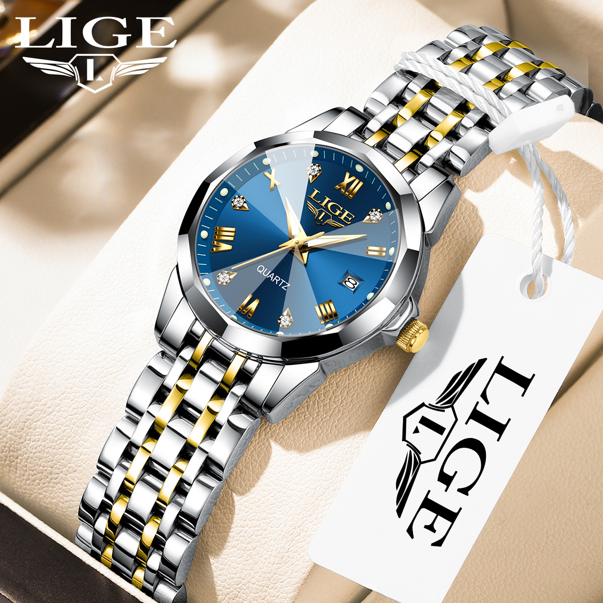 LIGE/LIGE Fashion Multifunctional Calendar Waterproof Quartz Watch Couple Men's and Women's Watch
