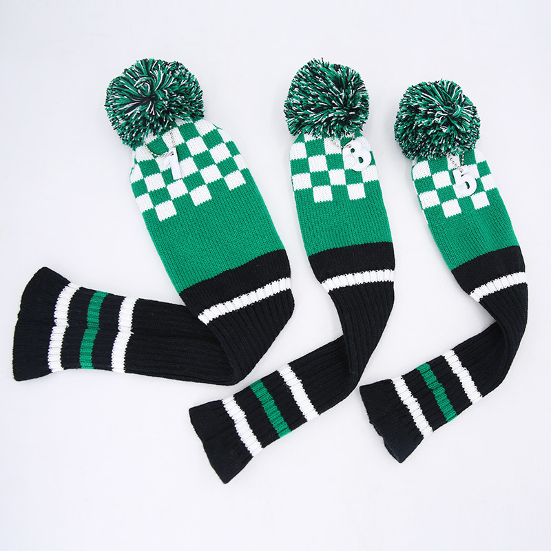 Cubierta de club de golf de punto transfronterizo N ° 1 N ° 3 N ° 5 cubierta protectora de poste de madera cubierta de tapa de felpa verde fábrica al por mayor