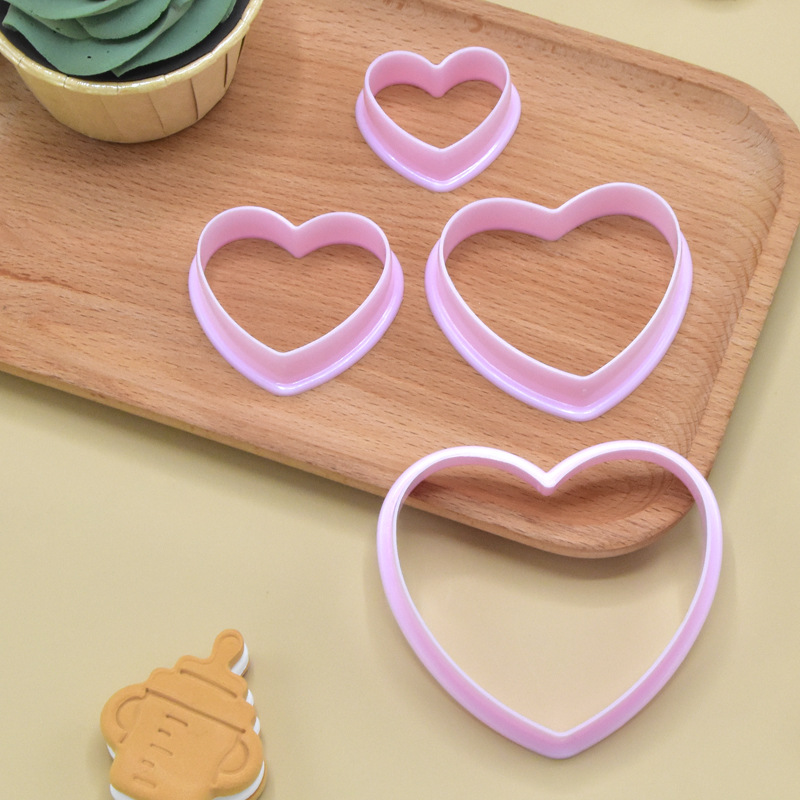 Nuevo cortador de galletas en forma de corazón, herramienta de repostería de plástico en forma de corazón, molde de arcilla para pasteles de fondant.