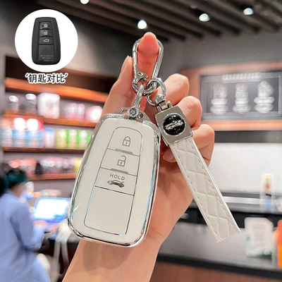 Car key bag — Da Feng - f-type-3-button-silver-edge-white-single-shell-carabiner