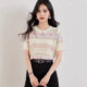 Design Sense Niche Knitted Short-sleeved T-shirt Women's Summer 2025 New Style French-style Gentle Korean-style Hollow Short Top