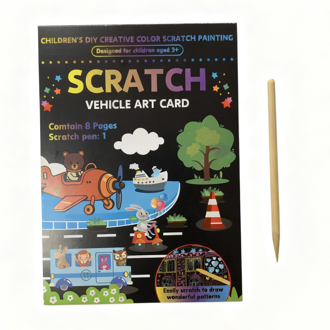 Colorido libro de dibujos de raspado hecho a mano papel de pintura DIY regalo de jardín de infantes de niños arte papel de raspado divertido raspado al por mayor