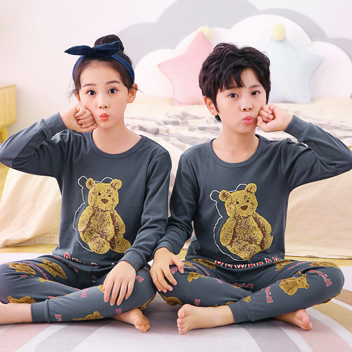 Children's autumn clothes, long johns, pure cotton, boys' underwear set, cotton mid-collar children's cotton sweaters, girls' pajamas sets