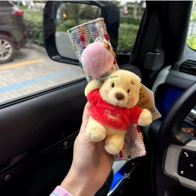 Belt Shoulder Cover Plush Car – Seat belt shoulder pad - pooh-red-striped-shoulder-pads