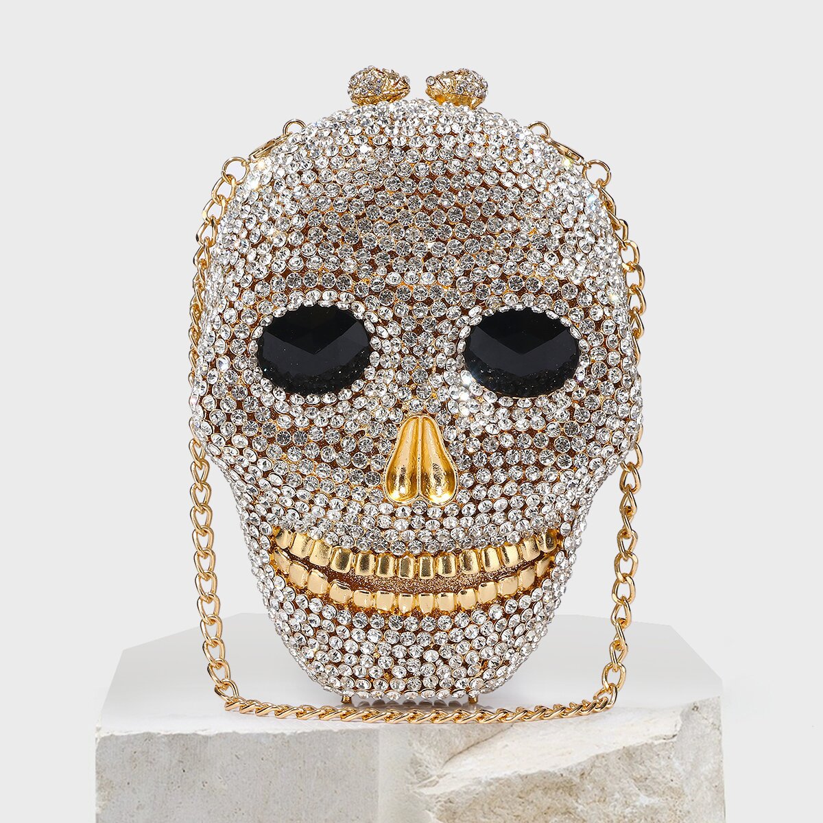 Women's Gender Diamond Design Pu Leather Skull Evening Bags