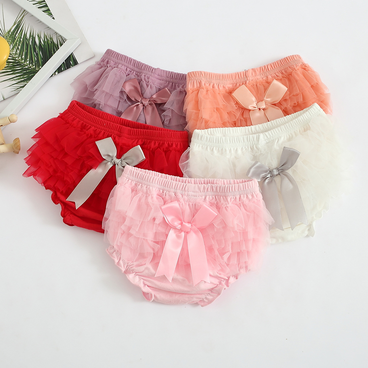 Bow Mesh Cute Shorts Infant Korean Children's Clothing Studio Photo Clothing Men's And Women's Baby Briefs