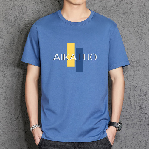 American letter print loose trendy men's short-sleeve T-shirt round neck undershirt base shirt