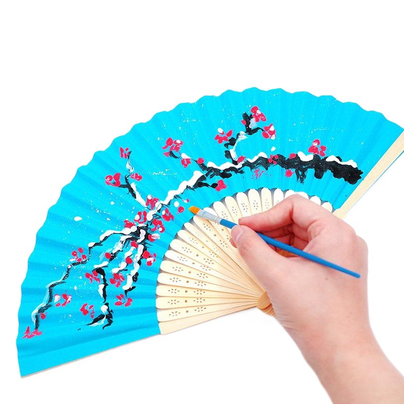 Abanicos de Papel Coloridos, Abanicos Plegables en Blanco para Niños, Materiales de Manualidades para Jardín de Infancia, Abanicos Plegables de Color Sólido, Abanicos de Bambú con Impresión y Grabado de Logotipo image 1