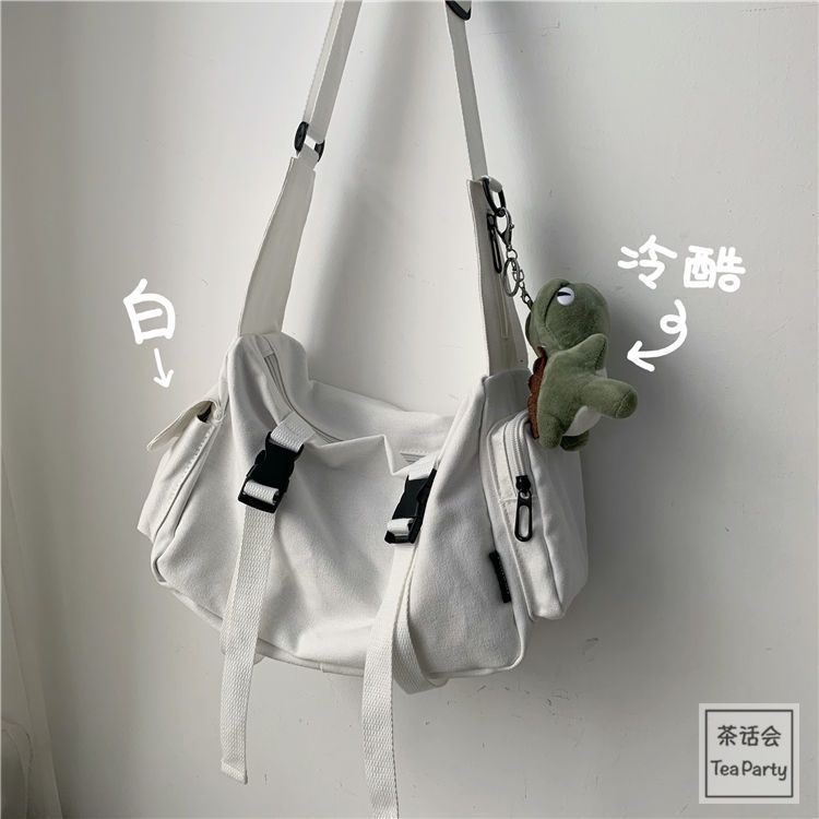 韓国chiレトロ工装香港風学生キャンバスバッグ男ulzzang中性日系原宿女性ショルダーバッグ|undefined