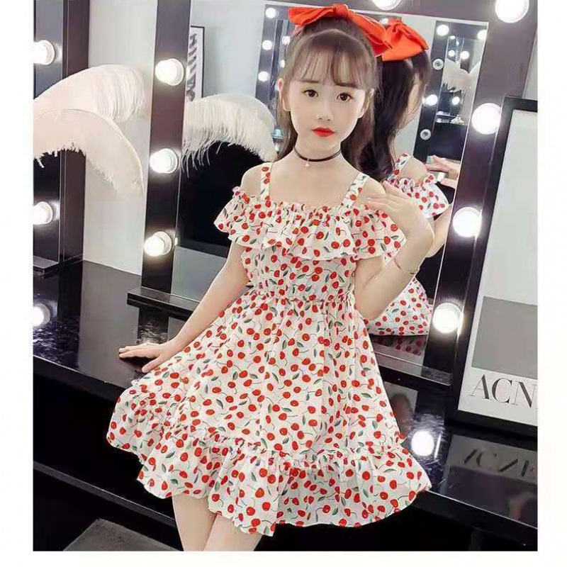 Vestido de las niñas vestido de verano 2023 nuevos niños medianos y grandes falda floral verano niña vestido de princesa occidental