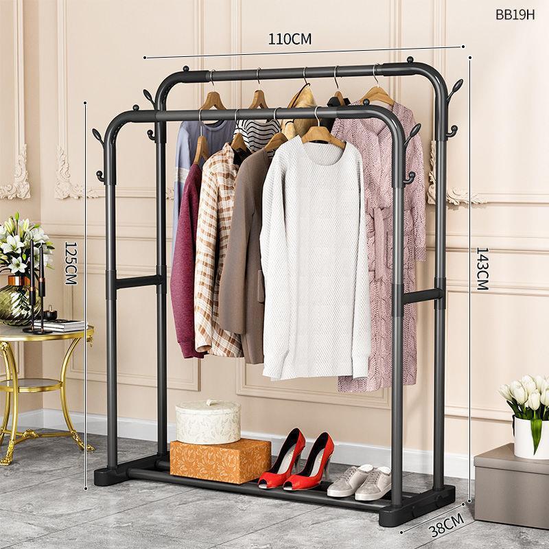 110CM-[블랙 더블폴] 업그레이드된 후크 4개-