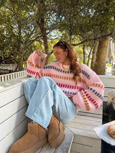 F 55467 Color Block Batwing Sweater ƴɫ������ë��