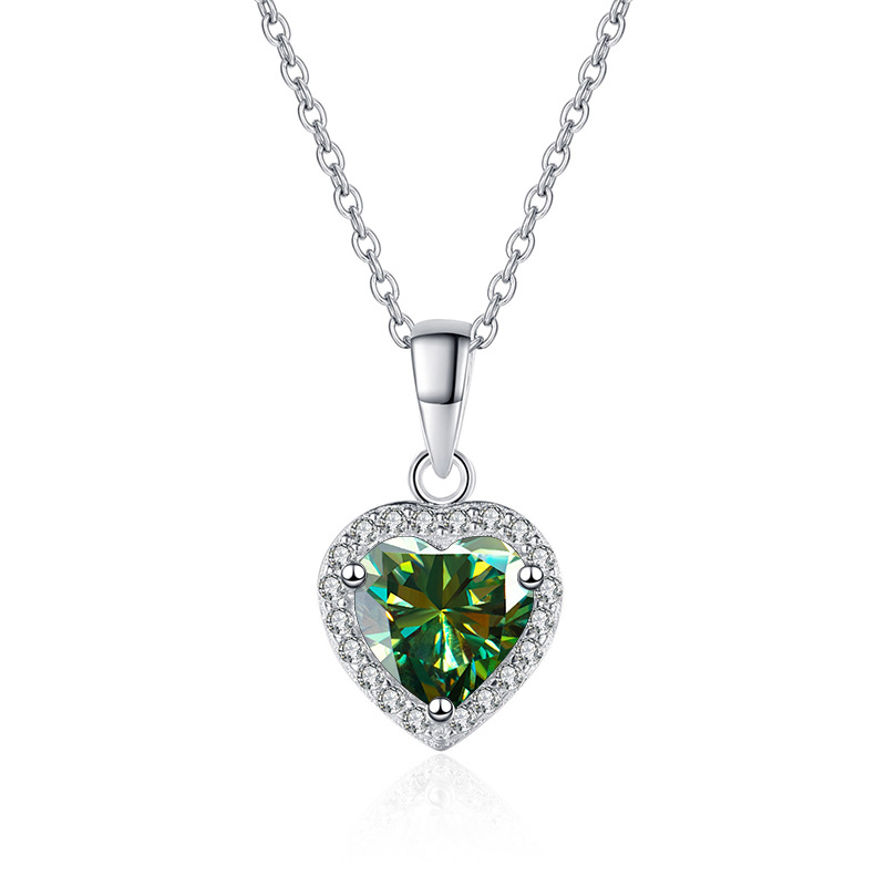 Hot sale S925 plata 1 quilates collar de piedra de moissanita azul verde rosa fuente de colgante de piedra de moissanita