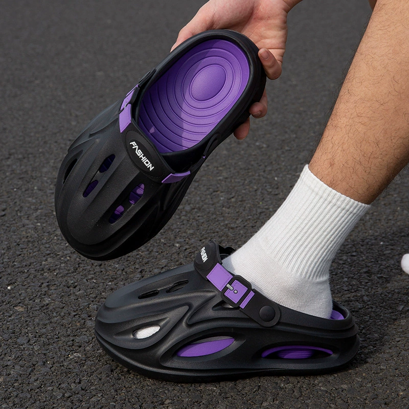 Мужские летние сандалии Croc 2025 года, новая модель, толстая нескользящая подошва, мягкая стелька, закрытый носок, для дома и улицы.