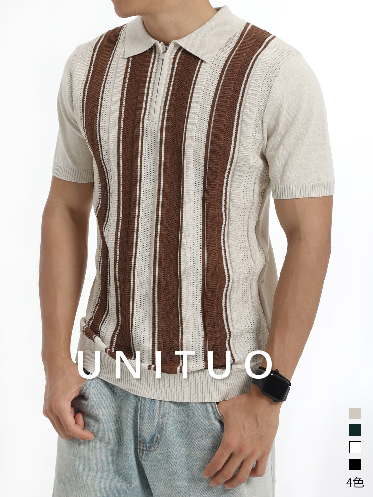2026 verano hombre transfronterizo color de punto polo polo con collar de manga corta negocios europeos y estadounidenses de alta calidad ropa de hombre