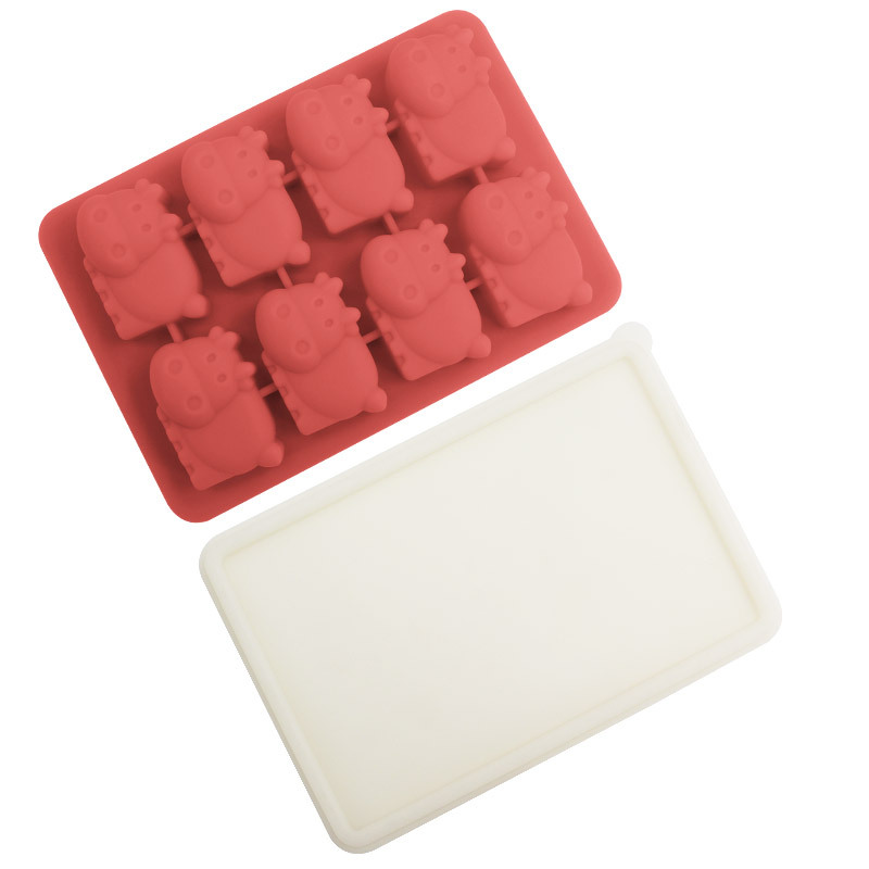 Whisky transfronterizo de dibujos animados rejilla de hielo de silicona molde de hielo con tapa molde de hielo para hockey sobre hielo caja de almacenamiento de hielo para el hogar en stock