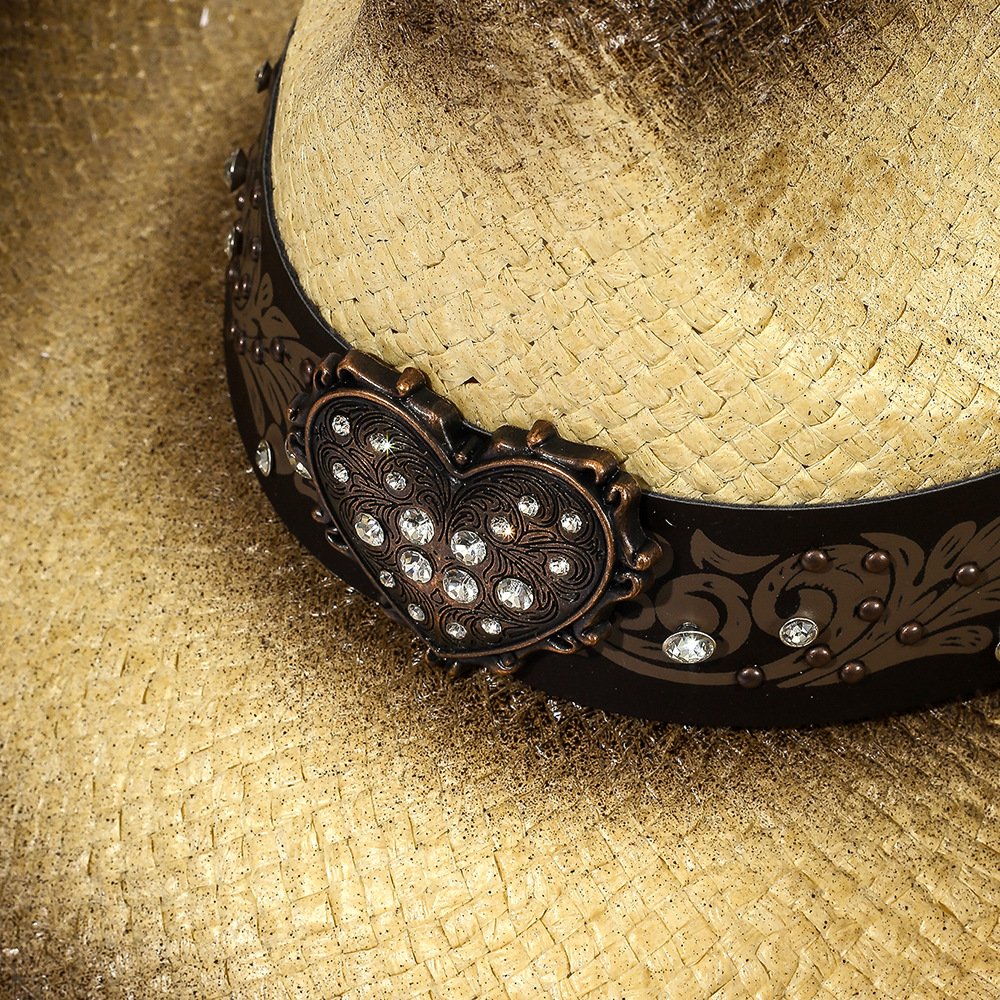 Sombrero de vaquero de paja de verano bordado transpirable sombrilla sombrero para el sol sombrero de playa sombrero de paja sombrero fresco sombrero de mujer