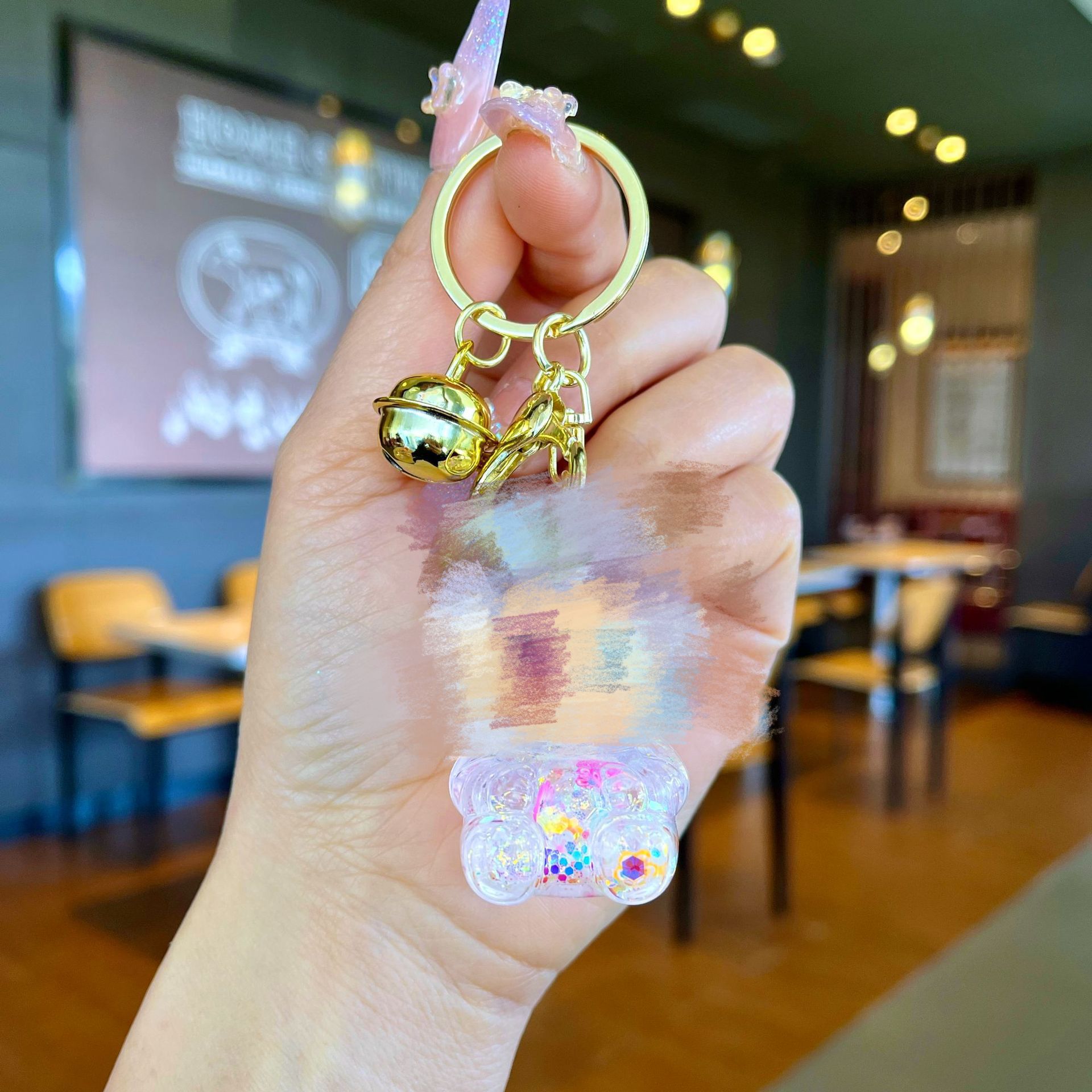 골드 하드웨어 [화이트] 야광 버블 비즈 작은 천 천