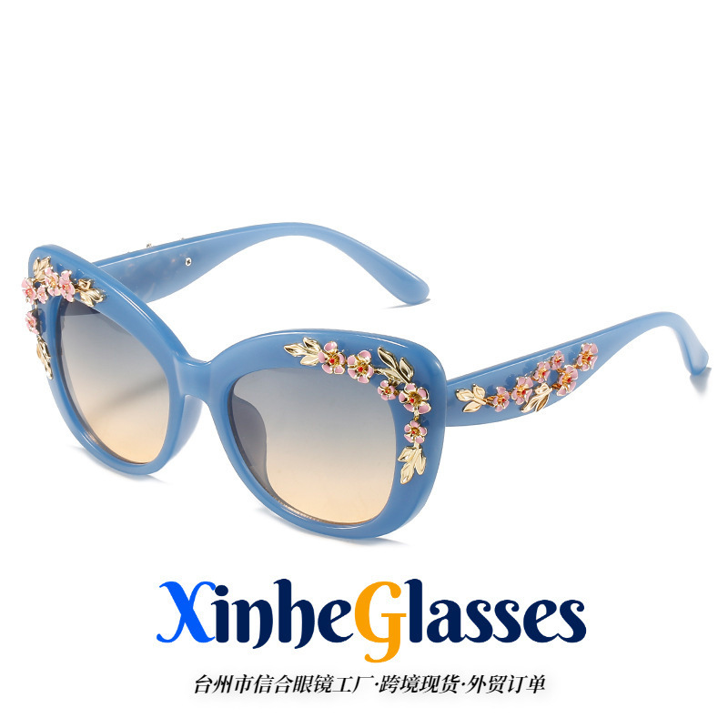 2616 vintage cat eye sunglasses glasses wholesale floral plastic gradient Amazon Foreign Trade men and women sunglasses