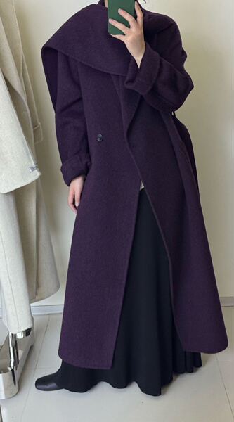 New High-End Solid Color Scarf with Stand Collar and Tie, Extra-Long Double-Sided Wool Coat for Women, Casual Thickened Jacket for Women