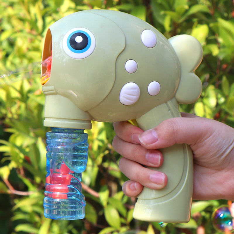 Tiktok mismo estilo de los niños casual burbuja juguete manual de un solo agujero burbuja soplando pistola lindo pescado manual pistola de burbujas al por mayor