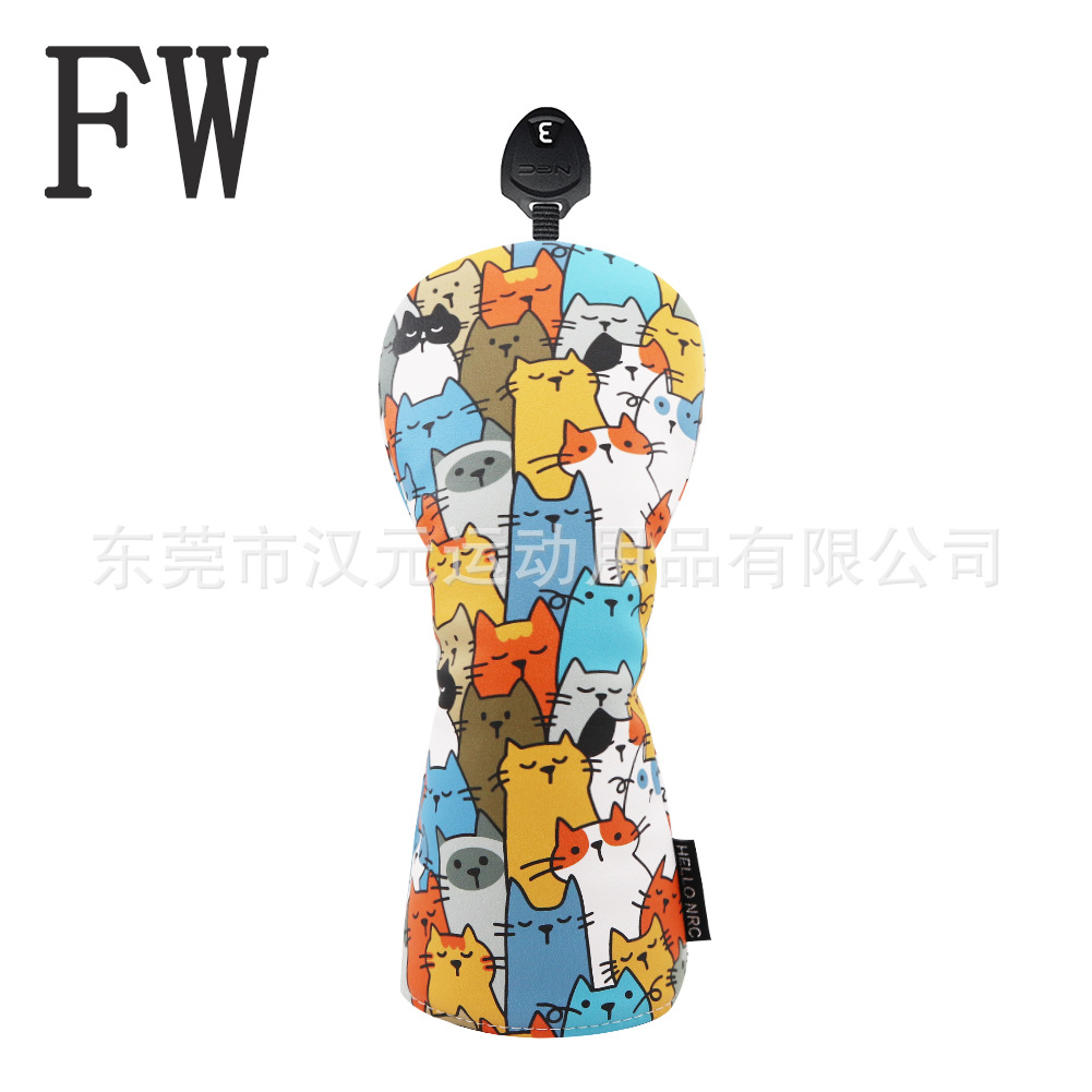 メーカー卸売りゴルフクラブカバーの棒カバーのキャラクタープリント猫の頭カバーの保護カバーのゴルフアニメ