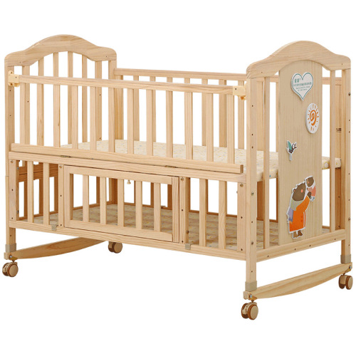 Drop shipping multi-functional solid wood crib without paint BB cradle bed convertible children's bed into desk