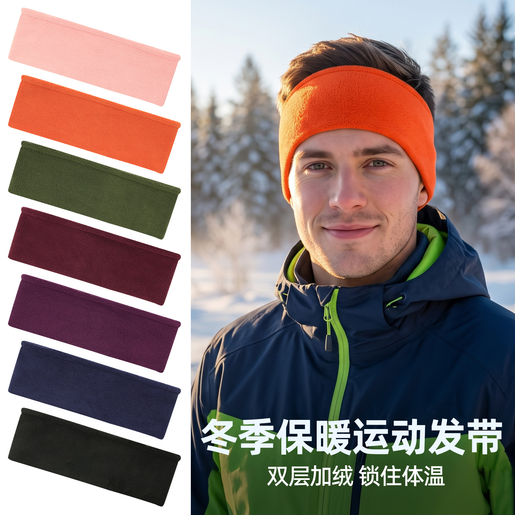 Guan Yu Warm Sports Headband for Men and Women, Polar Fleece Headband for Winter Running, Cycling, Skiing, Outdoor Windproof Hairband
