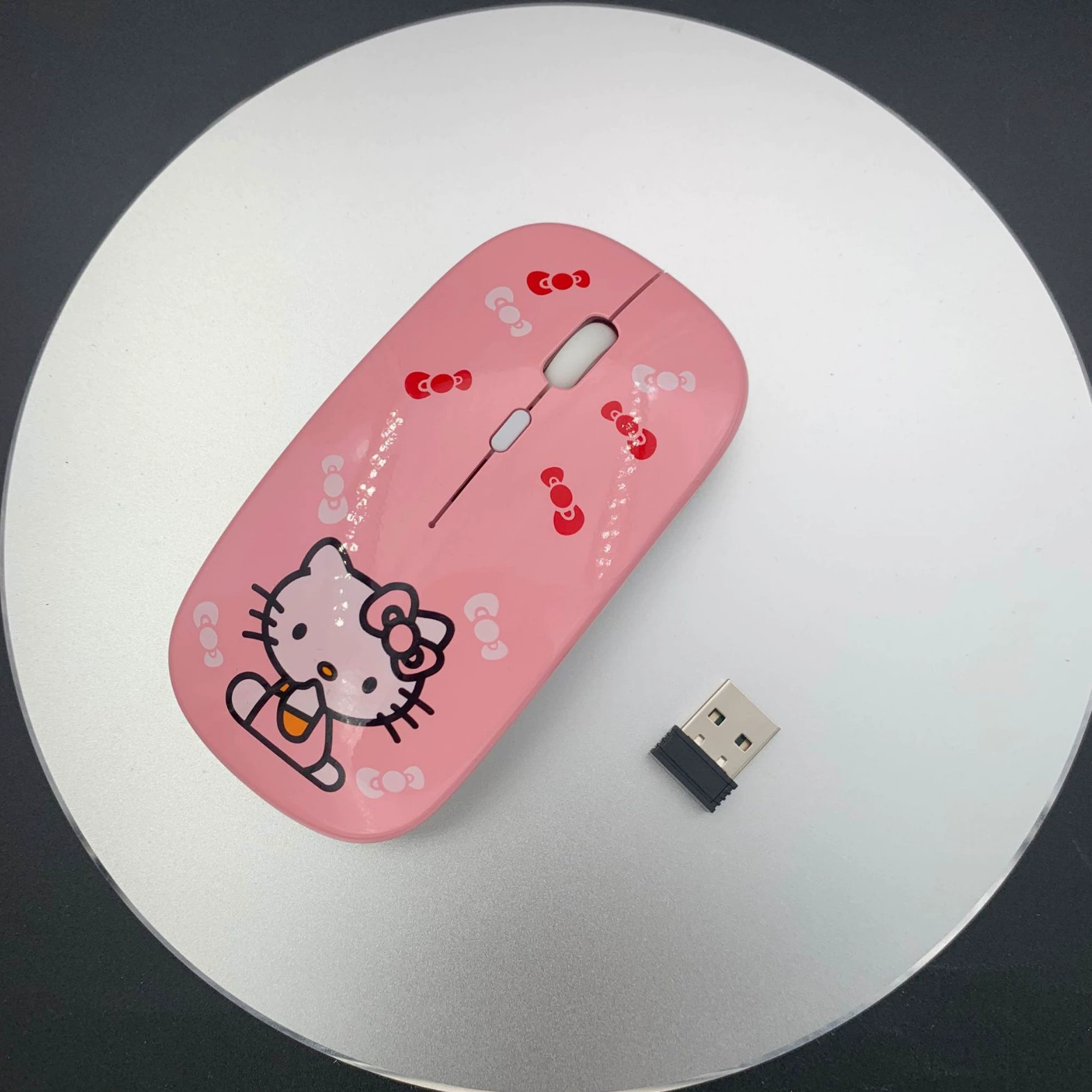 Кошка Hello Kitty, маленькая мультяшная милая сверхтонкая беспроводная мышь