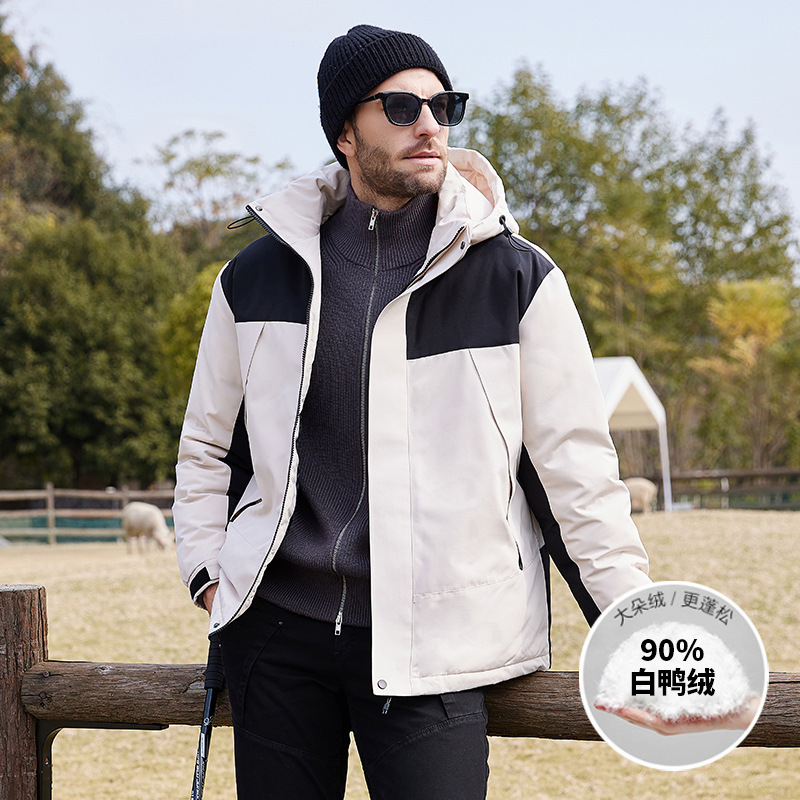 Down Jacket Men's New Winter Thickeneded Warm American Fashion Brand Couple Casual Jacket Winter Hooded Ski Jacket