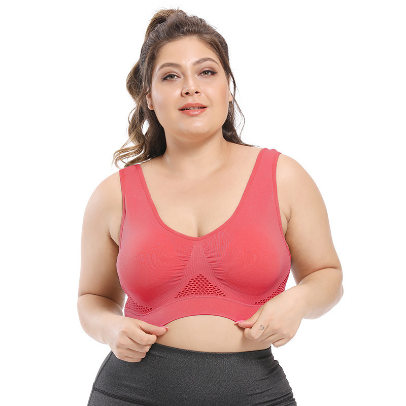 Sujetador deportivo 6 color hueco de malla transpirable agujero más tamaño Sujetador deportivo yoga de las mujeres corriendo ropa interior deportiva