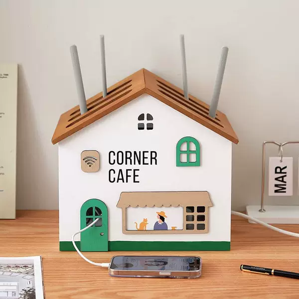 Desktop Wifi Router Storage Box, Wooden Socket Set-Top Box Storage Shelf, Wire Organizer Box, Customizable
