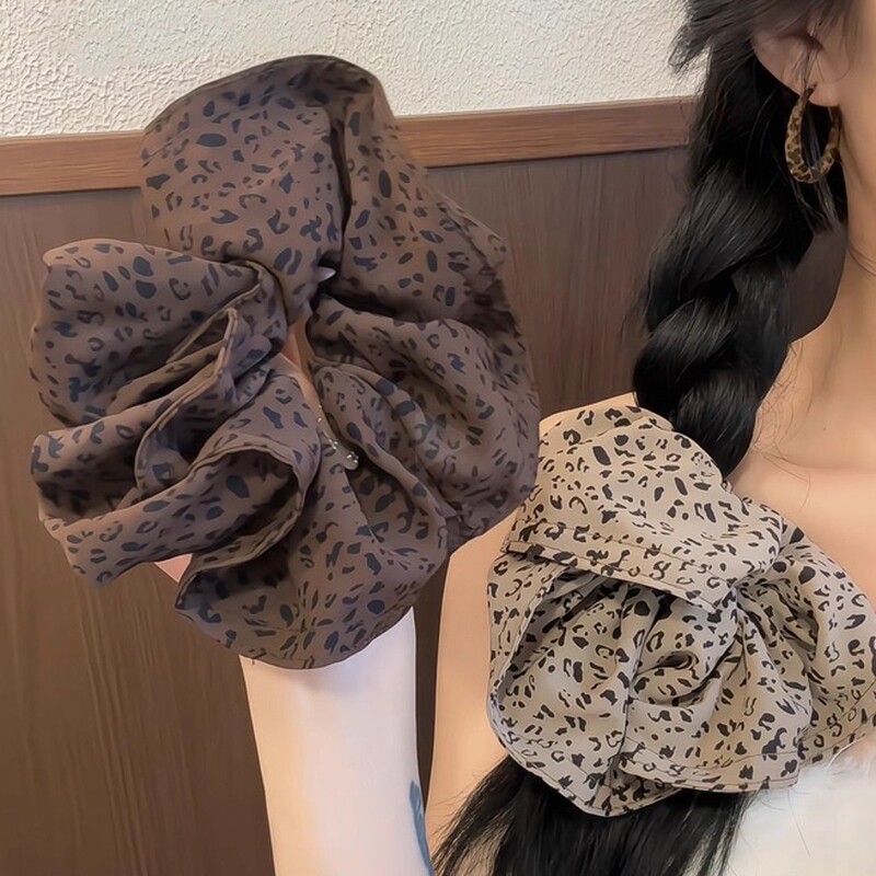 豹纹大肠发圈~早秋新款！甜酷y2k辣妹超大号低马尾发绳头绳发饰女|undefined