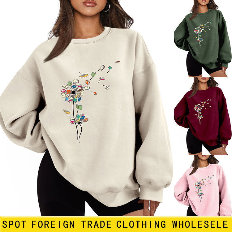 Amazon Ebay Independent Site Fashion Versatile Comfortable Women's Dandelion Book Thick Warm Sweatshirt Foreign Trade