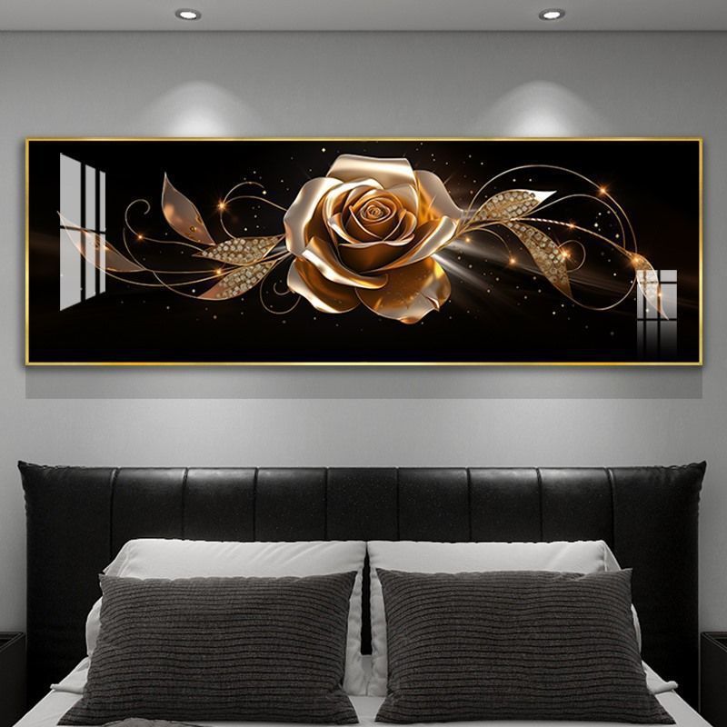 Decoración moderna de la cabecera del dormitorio minimalista rosa de alto nivel de la sala de estar sofá pintura de fondo de pared pintura horizontal abstracta image 12
