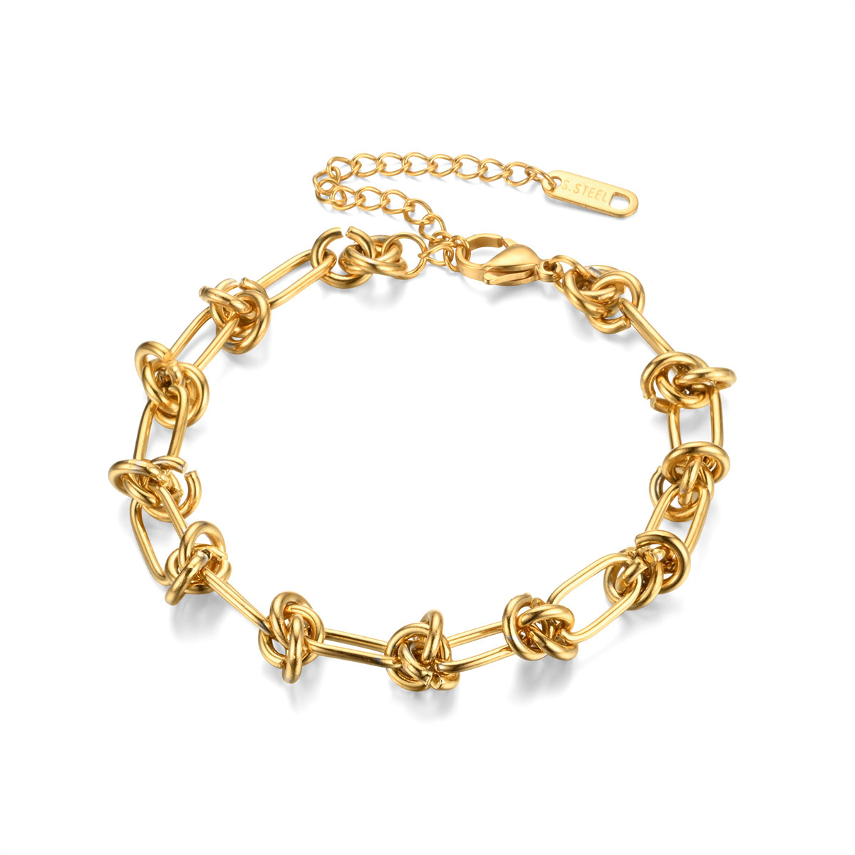 Real Gold Plated Plating Material Bracelets Classification PVD Coated Real Gold Plated Knot Stainless Steel Simple Style Waterproof Non Tarnish Bracelets