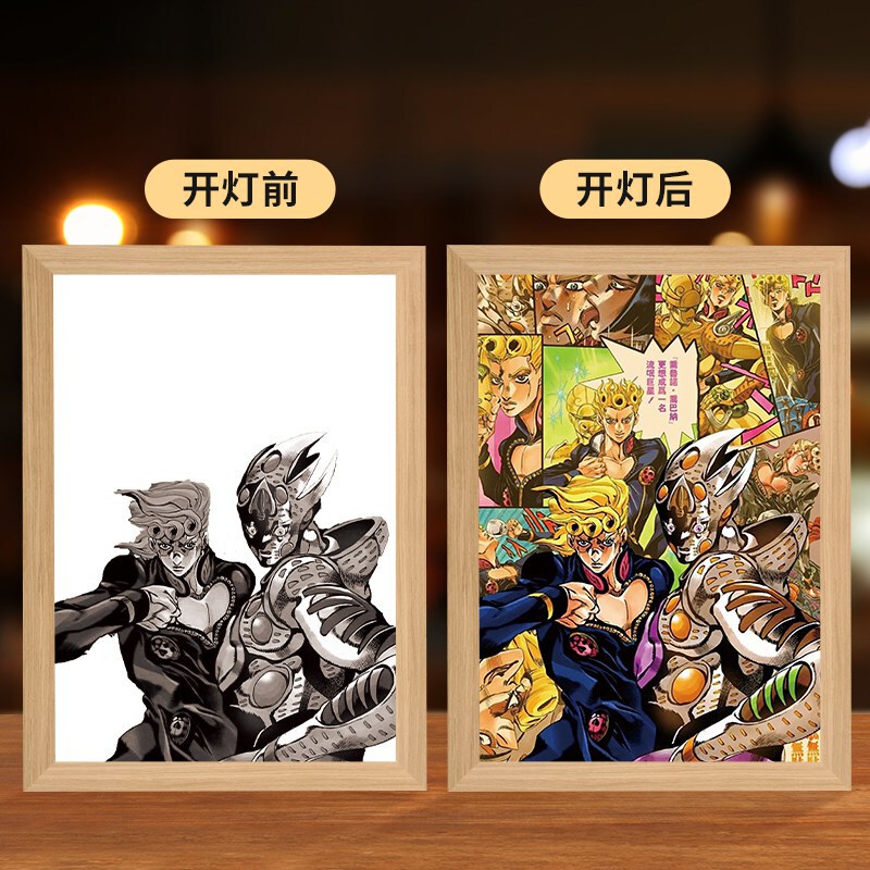 JOJOアニメの照明画の創意二次元のベッドの頭の小さい夜の明かりの木製の額縁の置物の置物の贈り物の発光画|undefined