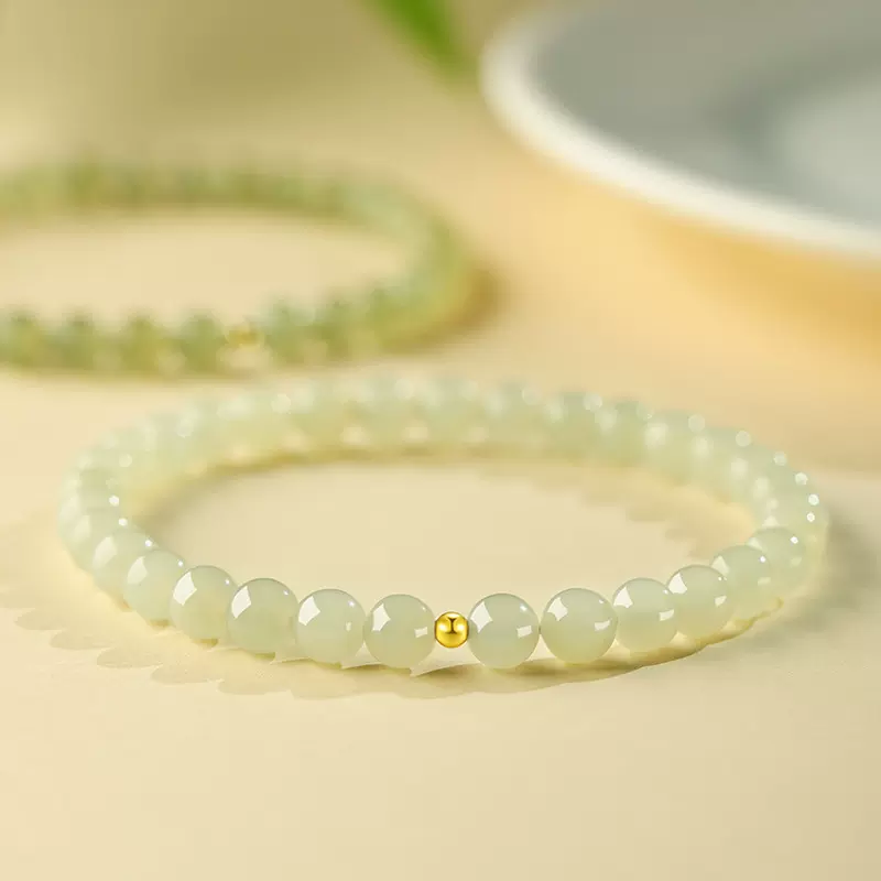 天然蜂蜜水和田玉手串散玉小珠子手链女生款手镯串珍珠
