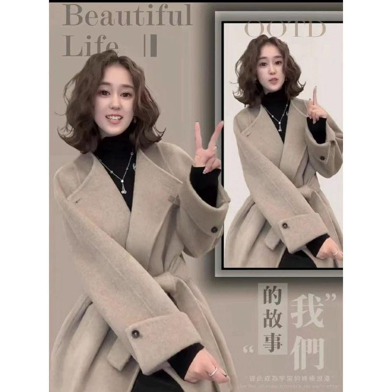 Winter summer woolen coat, loose fit, plus size