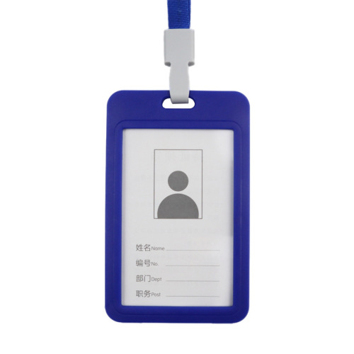 Wholesale work permit double-sided transparent plastic card holder access card factory ID with lanyard meal card school card work card