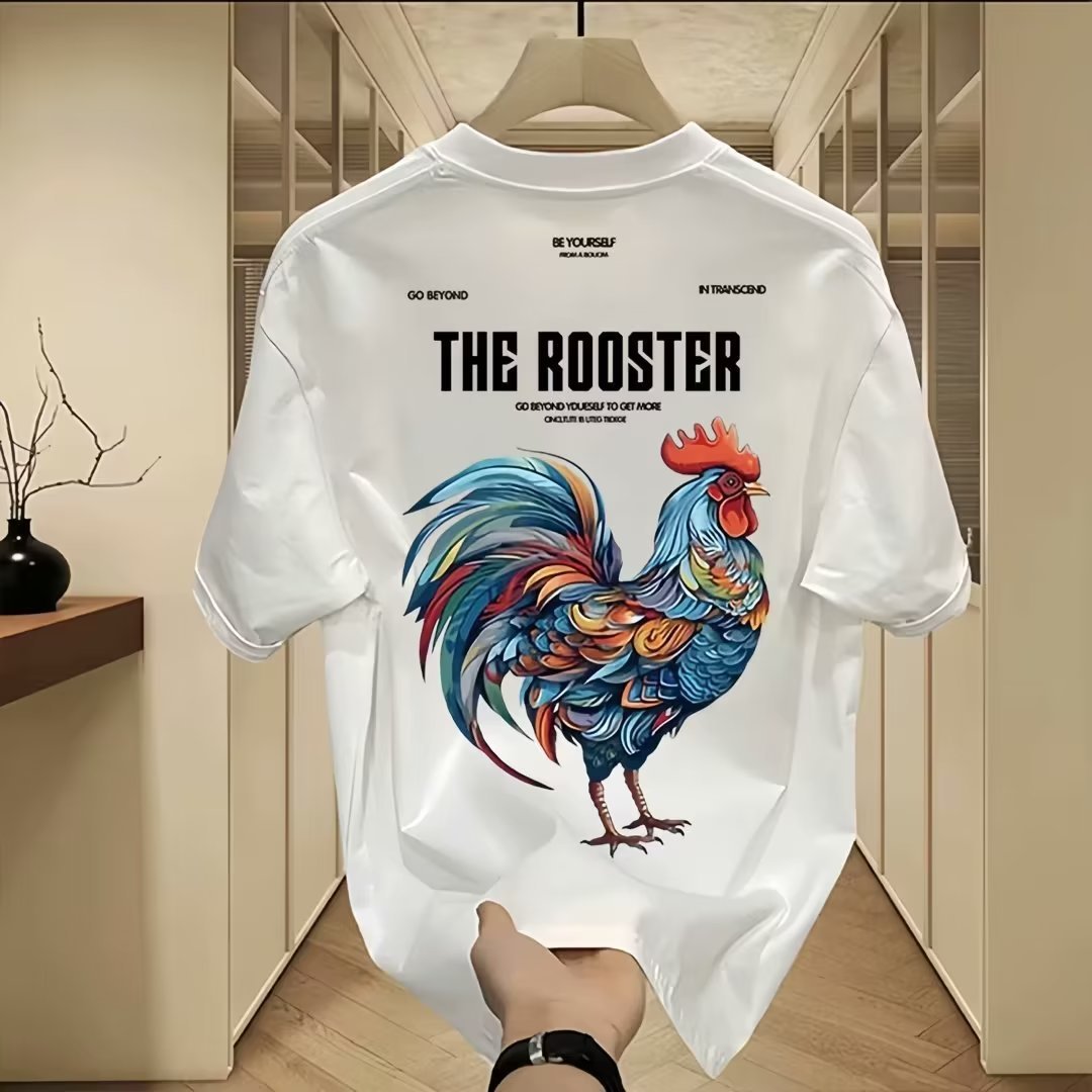 헤비 트렌디 브랜드 퓨어 코튼 프린트 남성 반팔 티셔츠 2025 뉴 여름 핫 스타일 트렌디 캐주얼 라운드 넥 티셔츠