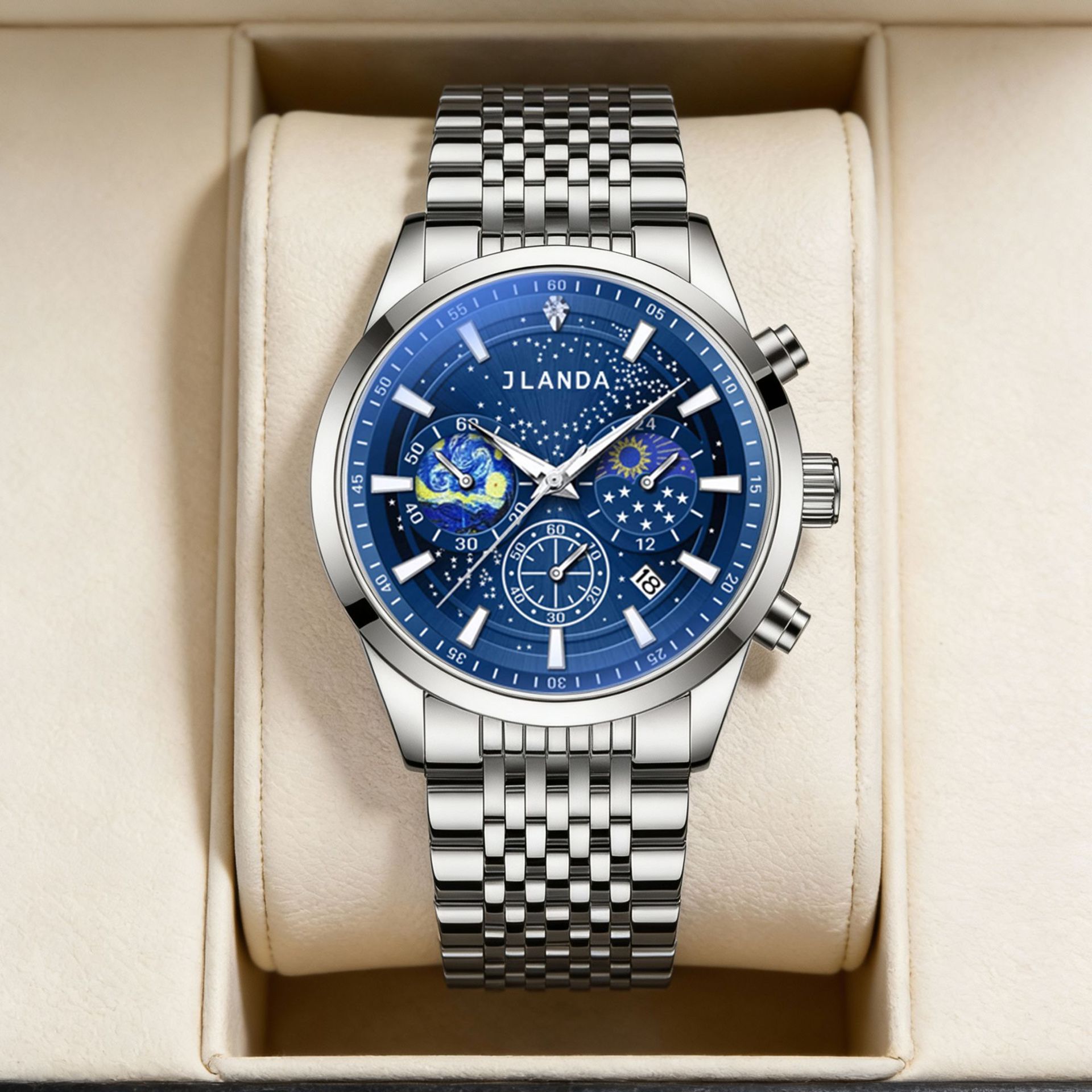 Jlanda Men's Watch Waterproof High-End Business Watch for Men Foreign Trade Cross-Border Wholesale and Dropshipping Available