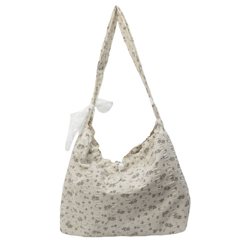 Summer fashion canvas bag Korean style ins style 2024 new floral cloth bag Ruiying large capacity single shoulder crossbody bag