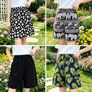 Summer Shorts, Cotton Silk Pajamas, Women's Loose Thin Home Pants, Large Size Fat mm Artificial Cotton Silk Home Pants, Pure Black Summer Shorts, Cotton Silk Pajamas, Women's Loose Thin Home Pants, Large Size Fat mm Artificial Cotton Silk Home Pants, Pure Black