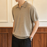 ZF8120-MW简约高智感老钱风短款海鸥领美式休闲针织短袖T恤，男装针织衫/毛衣，星座614