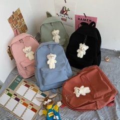 批發便宜的書包純色簡約尼龍布大容量背包韓版原宿初高中雙肩背包